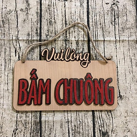 Bảng gỗ treo cửa Vui lòng bấm chuông treo phòng làm việc, cổng nhà ở, shop quần áo