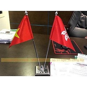 Cờ để bàn Việt Nam - Hồng Kông đế đôi inox