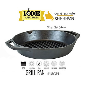 Mua  Chính hãng LOGDE - MỸ  Chảo gang nướng Lodge hai tay cầm có rãnh  tròn 26cm-L8GPL. Chảo dùng nướng  chiên  xào  áp chảo