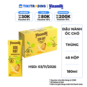 Thùng 48 hộp Sữa đậu nành Vinamilk hạt Óc chó 180ml