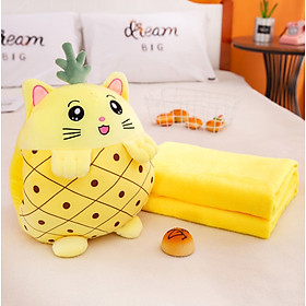 Bộ gối mền văn phòng hình thú hoa quả 3in 1 ( gối, mền, ủ tay)