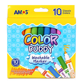 Bút Dạ Màu Loại Ngắn Amos Color Buddy CM10P-M (10 Bút/Hộp)