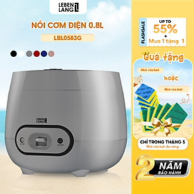 Noi com đien miniLebenlang LBL0583 dung tích 800ml, công suất 250W nhỏ gọn, thiết kế đơn giản hiện đại - hàng chính hãng - Màu ghi