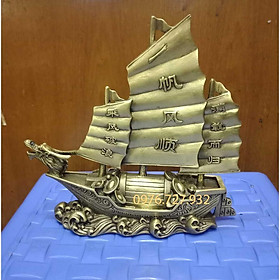 Thuyền buồm phong thủy bằng đồng dài 18cm, thuyền đầu rồng, thuận buồm xuôi gió