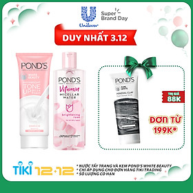 Combo Nước Tẩy Trang Vitamin Và Hoa Hồng Sáng Da Pond's Micellar Water 100ml + Kem Sữa Rửa Mặt Dưỡng Trắng Nâng Tông Pond's White Beauty 100ml
