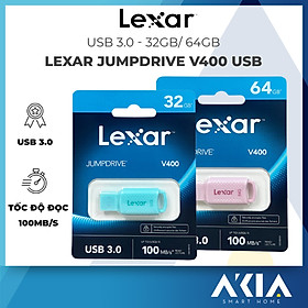 USB Lexar JumpDrive V400 64GB / 128GB, Chuẩn USB 3.0, Tốc độ đọc 100Mb/s - Hàng chính hãng - 32GB - XANH