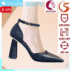 Giày cao gót nữ 8p RO470 ROSATA tại BCASHOP gót trụ tròn quai cài ôm cổ chân - màu đen