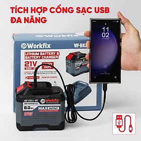 Mua Combo Workfix 20 Cell 6Ah + Sạc - WF-BK2006A - Mạch 4 Mosfet - Chân Pin Phổ Thông - Vỏ Abs Chống Va Đập - Chuyên Dùng Cho Khoan Bê Tông  Mài  bulong  Cưa...