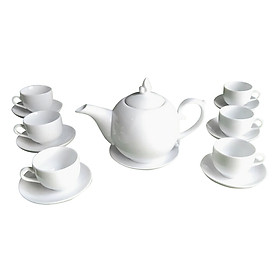 Mua Bộ ấm chén men trắng chóp lửa gốm sứ Bát Tràng (bộ bình uống trà  bình trà)