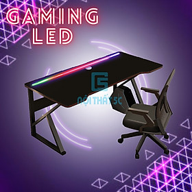 Bàn gaming LED RGB chân sắt sơn tĩnh điện chắc chắn, Bàn làm việc chân chữ K,Z mặt gỗ MDF phủ melamine cao cấp