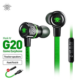 Tai nghe Game thủ, tai nghe in ear gaming Plextone G20 mẫu mới 2019 dây dẹt chống rối, Jack 3.5mm chữ L chống gẫy, Microphone Built in Filter Circuit – Hàng Chính Hãng