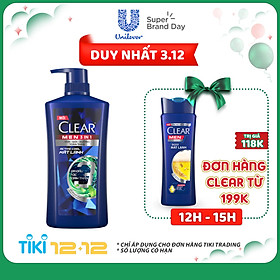 Dầu Tắm Gội Clear Men 3 Trong 1 - Active Cool Mát Lạnh (630g)