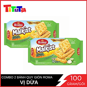 Combo 2 gói Bánh quy giòn vị dừa Roma Malkist (Xanh lá) 190gX2