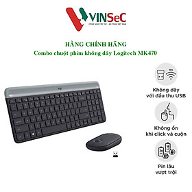 Combo chuột phím không dây Logitech MK470 - Chống ồn, USB 2.4HGz, pin lâu vượt trội, thiết kế mảnh gọn - Màu