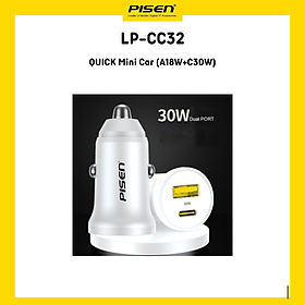 Sạc PISEN Quick Mini Dual Port QP 30W Car (A18W+C30W) (LP-CC32) - Hàng chính hãng, bảo hành 18 tháng