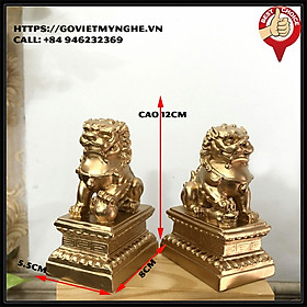 Mua Tượng đá trang trí phong thủy Cặp 2 tượng Kỳ Lân trang trí phong thủy - Chiều Cao 12cm - Màu nhũ đồng