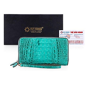 HC3724 - Ví nữ Huy Hoàng da cá sấu nhiều ngăn màu xanh lá