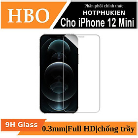 Miếng dán kính cường lực iPhone 12 Mini (5.4 inch) hiệu HOTCASE HBO (độ cứng 9H, mỏng 0.3mm, hạn chế bám vân tay) - hàng nhập khẩu