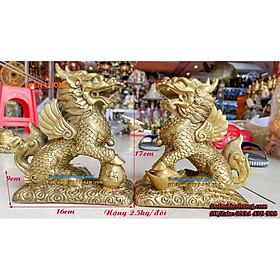 Mua Đôi Tượng Kì Lân Cưỡi Mây Bằng Đồng Cao 17cm (Cỡ To)