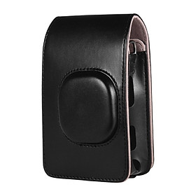 Túi đựng máy ảnh tức thì Da PU kích thước nhỏ gọn có dây đeo vai Tương thích với Fujifilm Fuji Instax mini LiPlay -Màu đen