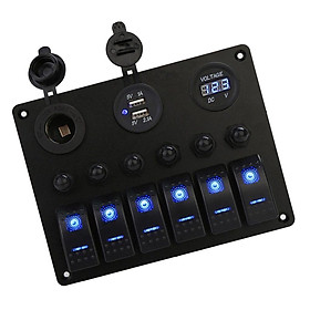 High Quality 6 Gang Waterproof Circuit LED On/Off Rocker Switch Panel