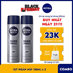 Bộ đôi Xịt Ngăn Mùi NIVEA MEN Silver Protect Phân Tử Bạc Giảm 99.9% Vi Khuẩn Gây Mùi (150mlx2) - 82959