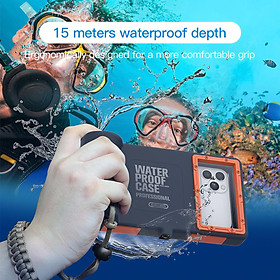 Professional [15m/50ft] Diving Snorkeling Photo Video Waterproof Case, Full Body with Built in Screen Protector Clear Cover