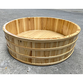 Mua Thố gỗ đánh cơm sushi 50cm  thố tròn đựng cơm sashimi nhà hàng Nhật gỗ Thông tự nhiên