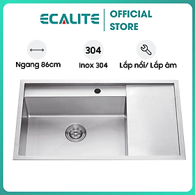 Chậu Rửa Chén Ecalite ESD-8650HS - Lắp Nổi/Lắp Âm - Chất Liệu Inox 304 Siêu Bền - Hàng Chính Hãng