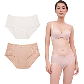 Combo 2 Quần Lót Nữ Lưng Cao Modal Phối Ren Active Miley Lingerie Màu Da &