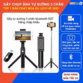 Mua Gậy tự sướng selfie chụp ảnh qua bluetooth đa năng  tripod 3 chân giá đỡ điện thoại livestream - MINPRO
