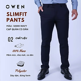 OWEN - Quần âu nam dáng SLIMFIT có cạp tăng đơ co dãn mau Navy đậm - 33 - Polyester