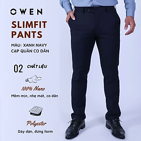 OWEN - Quần âu nam dáng SLIMFIT có cạp tăng đơ co dãn màu Navy đậm