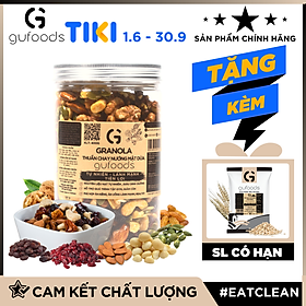 Granola thuần chay nướng mật dừa nước GUfoods (0% yến mạch; Mix siêu hạt mắc ca, nam việt quất, hạnh nhân, hạt điều, nho khô) - Dinh dưỡng, Tiện...