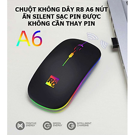 Chuột Không Dây R8 A6 - Chống Ồn Pin Sạc Được Không Cần Thay PIN - hàng nhập khẩu - giao màu ngẫu nhiên