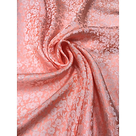 Vải Lụa Tơ Tằm Palacesilk hoa mai màu hồng cam may áo dài, dệt thủ công#mềm mượt#nhẹ#thoáng mát, khổ rộng 90cm