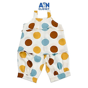 Bộ quần áo lửng bé gái họa tiết Dây Bi lụa vàng xanh - AICDBGDMA6YR - AIN Closet