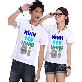 Bộ Áo Thun Đôi Nam Nữ Mình Yêu Nhau Đi Màu Trắng