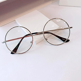 Kính Gọng Nam Nữ Mắt Tròn Xoe Kim Loại Ulzzang (Bạc)