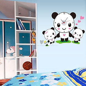 Đồng hồ kèm decal gia đình gấu trúc DH05 - 44 x 58 cm
