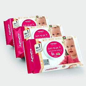 Combo 3 gói khăn ướt ngừa hăm, rôm sảy Mamamy 100 tờ/ gói, có nắp, kháng khuẩn, an toàn cho trẻ sơ sinh