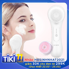 Máy Rửa Mặt KSKIN KD3033S Đầu Cọ Xoay Trái Xoay Phải Kèm Sóng Rung Sonic Giúp Tẩy Trang Làm Sạch Sâu Loại Bỏ Bụi Bẩn, Và Mụn Đầu Đen - Hàng Cao Cấp Chính Hãng