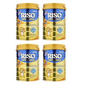 Bộ 4 Lon Sữa Bột NutiFood RISO OPTI GOLD 3 Lon 900g Cho Trẻ Từ 1-2 Tuổi