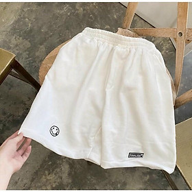 Quần Short Đùi In Mặt Cười Nam Nữ Couple HOT RẺ ĐẸP Quần Thun Lửng Trơn Kiểu Đùi Dây Rút Unisex Đủ Size Cặp Đôi Cute