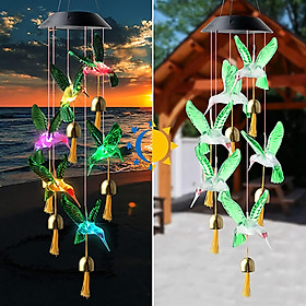Butterfly/Hummingbird Bell solar wind chimes gifts solar Bell lights outdoor solar hanging lights gardening gifts for mom garden decor