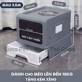 Nhà vệ sinh cho mèo 2 cửa lớn LunaPet NV03 - Khay vệ sinh cho mèo có nắp đậy chống văng cát