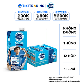 Thùng 12 Hộp Sữa Tươi Tiệt Trùng Dutch Lady Cô Gái Hà Lan Không Đường (12 X 965ML)