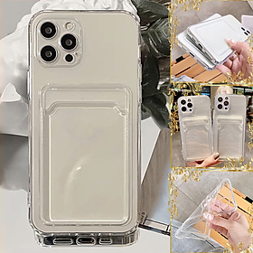 Ốp Dẻo Trong Suốt Kèm Ngăn Đựng Thẻ Dành Cho Iphone - Full dòng - Hàng Loại 1 Dày Dặn