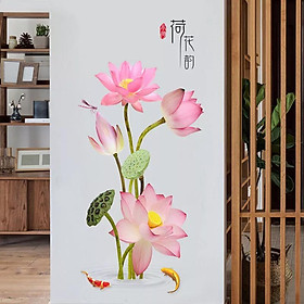 Mua Decal Dán Tường Sen Hồng Và Cá Chép Mẫu 2 - HP128
