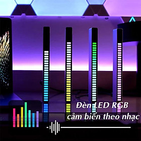 Mua Thanh đèn led cảm ứng nhạc MT7A - Đèn led RGB nháy theo nhạc 32 hạt - Sử dụng nguồn USB  không sạc  không app - 8 chế độ nháy  18 màu sắc - Tích hợp mic thu âm cảm biến nhạc cực nhạy - Trang trí  décor bàn làm việc  gaming  xe hơi  quay video tiktok
